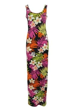 Tropisches Maxikleid Mit Rundhals-Ausschnitt -Günstiges Mode Takt Geschäft azz09633 multi xl 2