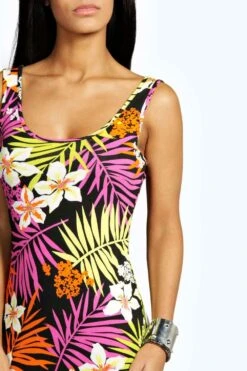 Tropisches Maxikleid Mit Rundhals-Ausschnitt -Günstiges Mode Takt Geschäft azz09633 multi xl 3