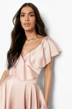 Wickel-Skaterkleid Aus Satin Mit Rüschen -Günstiges Mode Takt Geschäft dzz25162 rose xl 3