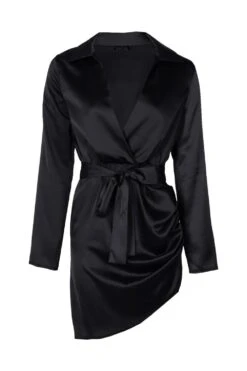 Wickel-Kleid Aus Satin -Günstiges Mode Takt Geschäft dzz32902 black xl 2