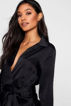 Wickel-Kleid Aus Satin -Günstiges Mode Takt Geschäft dzz32902 black xl 3