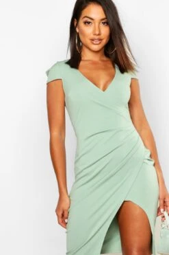 Wickel-Midikleid Mit Kurzen Ärmeln 7 Wickel-Midikleid Mit Kurzen Ärmeln -Günstiges Mode Takt Geschäft dzz95577 white xl 3