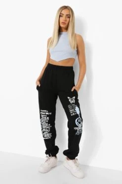 Jogginghose Mit Grafitti-Print -Günstiges Mode Takt Geschäft fzz21663 black xl 2