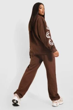 Oversize Jogginghose Mit Smiley-Print 5 Oversize Jogginghose Mit Smiley-Print -Günstiges Mode Takt Geschäft fzz25461 chocolate xl 1