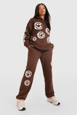 Oversize Jogginghose Mit Smiley-Print 7 Oversize Jogginghose Mit Smiley-Print -Günstiges Mode Takt Geschäft fzz25461 chocolate xl 3