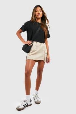 Kurzärmliges Basic Crop Top -Günstiges Mode Takt Geschäft fzz37025 black xl 2