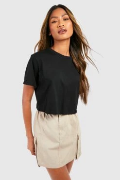 Kurzärmliges Basic Crop Top -Günstiges Mode Takt Geschäft fzz37025 black xl 3
