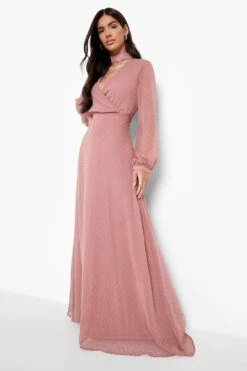 Langärmliges Wickel-Maxikleid