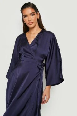 Wickel Midi-Skaterkleid Aus Satin -Günstiges Mode Takt Geschäft gzz18783 navy xl 3
