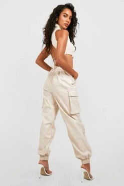 Premium Cargo PU-Jogginghose -Günstiges Mode Takt Geschäft gzz21158 stone xl 1