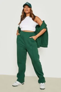 Plus Jogginghose Mit Weitem Bein Und Paspel-Detail