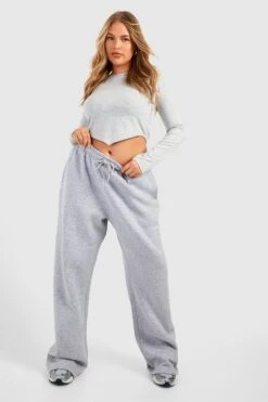 Plus Low-Rise Jogginghose Mit Weitem Bein -Günstiges Mode Takt Geschäft gzz21701 grey20marl xl 2