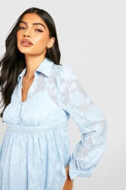 Umstandsmode Florales Smokkleid Mit Knöpfen -Günstiges Mode Takt Geschäft gzz21840 blue xl 3