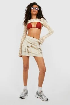 Cargo-Minirock Mit Tasche Vorne -Günstiges Mode Takt Geschäft gzz23089 cream xl 2