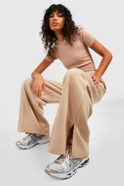 Dsgn Studio Jogginghose Mit Geradem Bein Und Geteiltem Saum -Günstiges Mode Takt Geschäft gzz23720 taupe xl 2