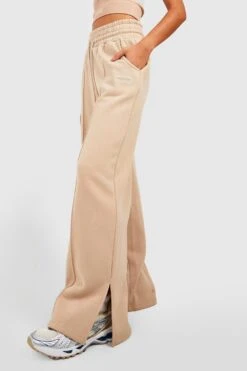 Dsgn Studio Jogginghose Mit Geradem Bein Und Geteiltem Saum -Günstiges Mode Takt Geschäft gzz23720 taupe xl 3