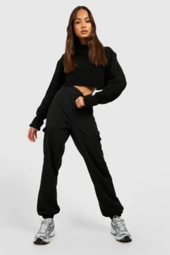 Cargo-Jogginghose Aus Crepestoff Mit Hohem Bund