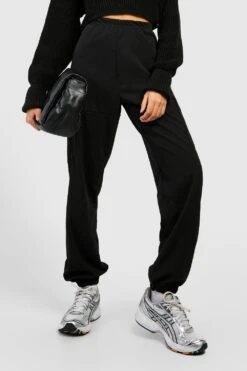 Cargo-Jogginghose Aus Crepestoff Mit Hohem Bund 7 Cargo-Jogginghose Aus Crepestoff Mit Hohem Bund -Günstiges Mode Takt Geschäft gzz23998 black xl 3
