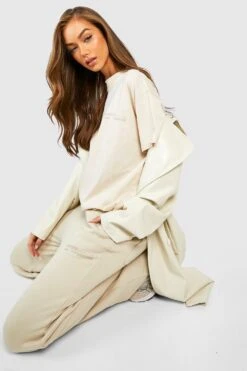 Premium Oversize Jogginghose Mit Geradem Bein -Günstiges Mode Takt Geschäft gzz24658 stone xl 3