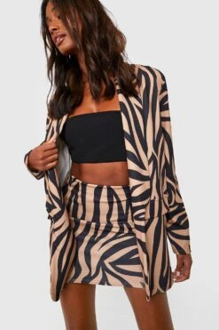 Zebraprint Blazer Aus Jersey & Micro-Minirock