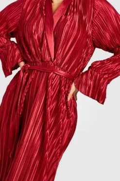 Premium Plissee Wickel-Midikleid -Günstiges Mode Takt Geschäft gzz25500 berry xl 3