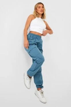 Oversize Nylon Cargo-Jogginghose -Günstiges Mode Takt Geschäft gzz27763 petrol xl 2