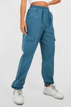 Oversize Nylon Cargo-Jogginghose -Günstiges Mode Takt Geschäft gzz27763 petrol xl 3