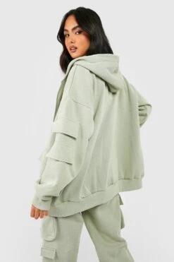 Hoodie Mit Cargo-Tasche Und Reißverschluss -Günstiges Mode Takt Geschäft gzz27783 sage xl 1