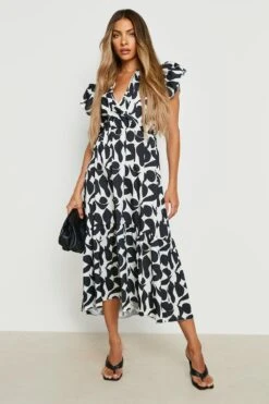 Gestuftes Midikleid Mit Rüschenärmeln