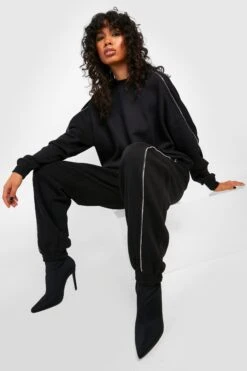 Oversize Jogginghose Mit Reißverschluss-Detail -Günstiges Mode Takt Geschäft gzz28583 black xl 2