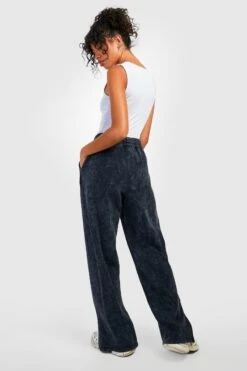 Gerade Jogginghose Mit Acid-Waschung Und Geteiltem Saum 5 Gerade Jogginghose Mit Acid-Waschung Und Geteiltem Saum -Günstiges Mode Takt Geschäft gzz28693 charcoal xl 1