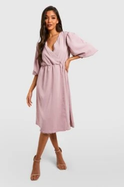 Wickel-Skaterkleid Mit Puffärmeln -Günstiges Mode Takt Geschäft gzz30329 blush xl 2