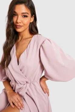 Wickel-Skaterkleid Mit Puffärmeln -Günstiges Mode Takt Geschäft gzz30329 blush xl 3