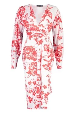 Florales Midikleid Mit Tiefem Ausschnitt Und Schnür-Detail 6 Florales Midikleid Mit Tiefem Ausschnitt Und Schnür-Detail -Günstiges Mode Takt Geschäft gzz32263 red xl 2