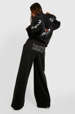 Jogginghose Mit Weitem Bein Und Gothic-Print -Günstiges Mode Takt Geschäft gzz32544 black xl 1