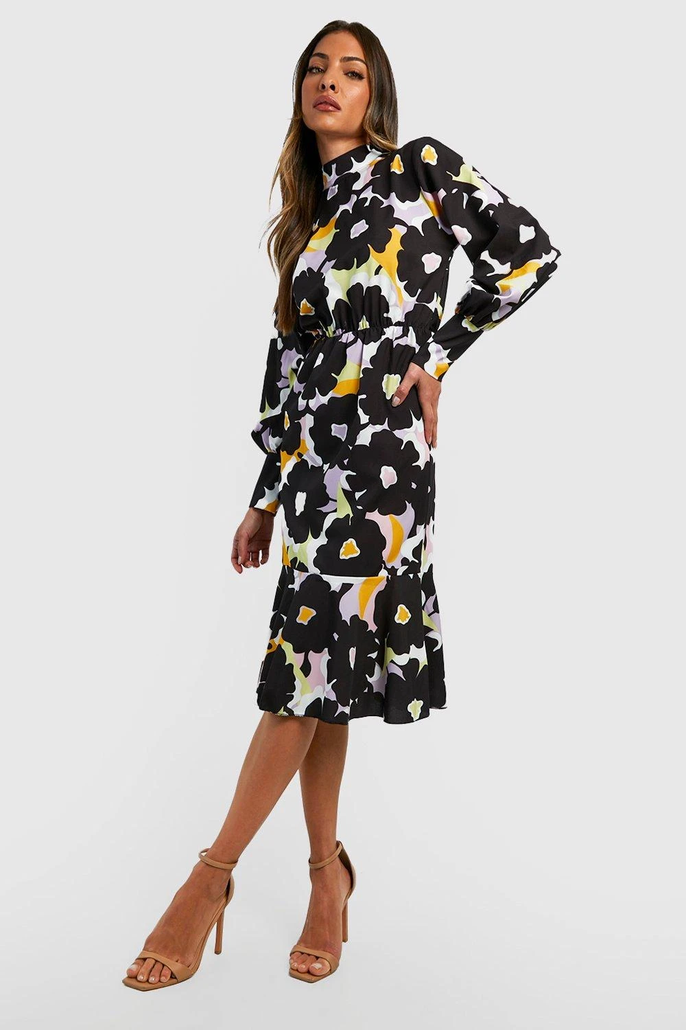 Hochgeschlossenes Florales Midikleid 3 Hochgeschlossenes Florales Midikleid – Bild 3