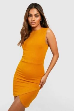 Bodycon-Wickelkleid -Günstiges Mode Takt Geschäft gzz34256 mustard xl 3