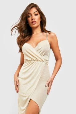 Strukturiertes Wickel-Midikleid 6 Strukturiertes Wickel-Midikleid -Günstiges Mode Takt Geschäft gzz35063 champagne xl 2