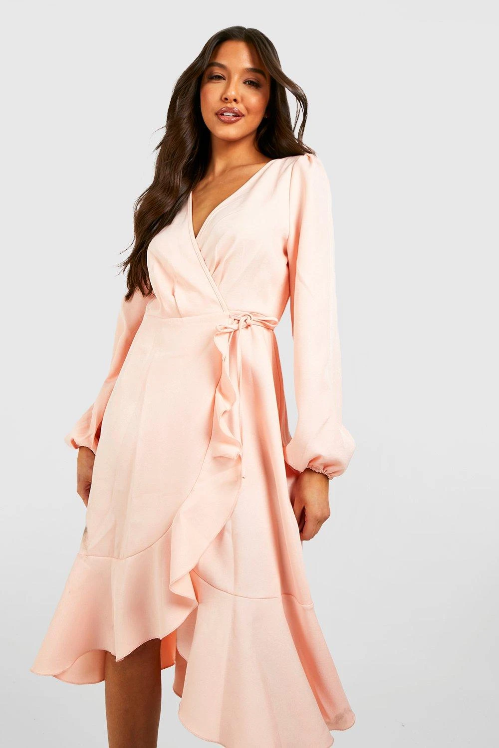 Rüschen Midi Wickel-Skaterkleid Aus Crepestoff 3 Rüschen Midi Wickel-Skaterkleid Aus Crepestoff – Bild 3