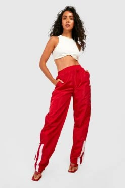 Nylon Jogginghose Mit Weitem Bein -Günstiges Mode Takt Geschäft gzz37292 red xl 2