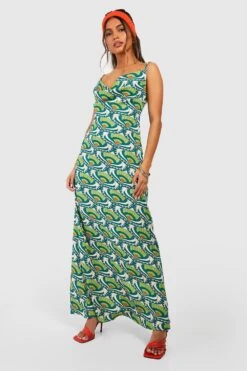 Maxikleid Mit Abstraktem Print -Günstiges Mode Takt Geschäft gzz38837 green xl 2