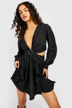 Wickel Rüschen-Skaterkleid Mit Cut-Out