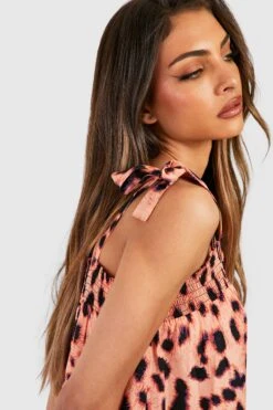 Gestuftes Leopardenprint Maxikleid Mit Schnür-Detail -Günstiges Mode Takt Geschäft gzz39074 black xl 3