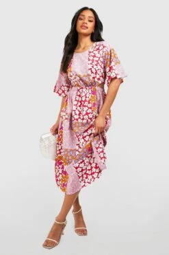 Florales Midikleid Mit Weiten Ärmeln -Günstiges Mode Takt Geschäft gzz39130 multi xl 2