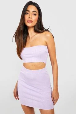 Rippstrick Bandeau Crop Top & Midirock