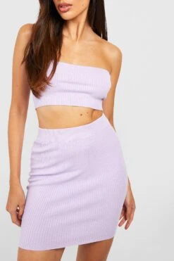 Rippstrick Bandeau Crop Top & Midirock 7 Rippstrick Bandeau Crop Top & Midirock -Günstiges Mode Takt Geschäft gzz39357 lilac xl 3
