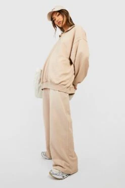 Basic Jogginghose Mit Weitem Bein -Günstiges Mode Takt Geschäft gzz39541 stone xl 2