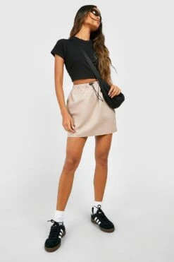 Minirock Mit Kordelzug -Günstiges Mode Takt Geschäft gzz41587 taupe xl 2