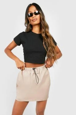 Minirock Mit Kordelzug -Günstiges Mode Takt Geschäft gzz41587 taupe xl 3