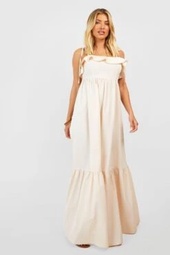 Gestuftes Maxikleid Mit Rüschen-Detail -Günstiges Mode Takt Geschäft gzz42674 stone xl 2